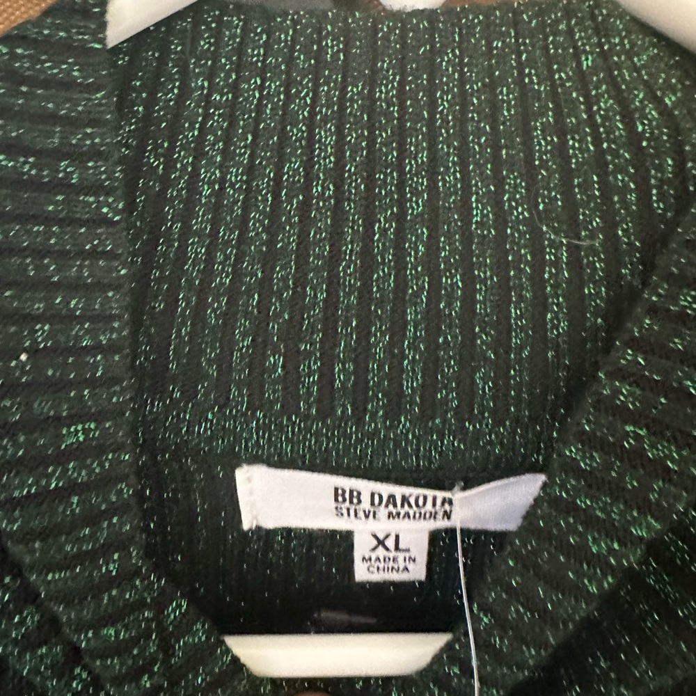 BB Dakota Steve Madden metallic green black sweater dress NWT
